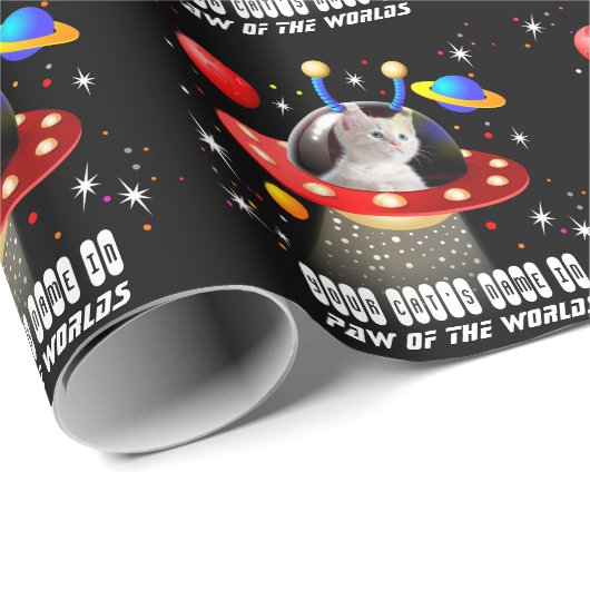 Ihre Katze in einer Alien Raumschiff UFO Sci Fi Sc Geschenkpapier (Rolleneckpunkt)