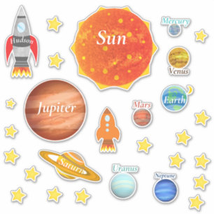 Ihre Kinder benennen Planets Spaceships Solar Syst Aufkleber