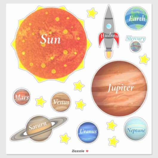 Ihre Kinder benennen Planets Spaceships Solar Syst Aufkleber (Blatt)