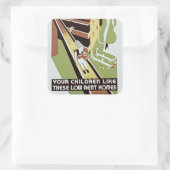 Ihre Kinder mögen diese Zuhause mit geringem Miete Quadratischer Aufkleber (Tasche)