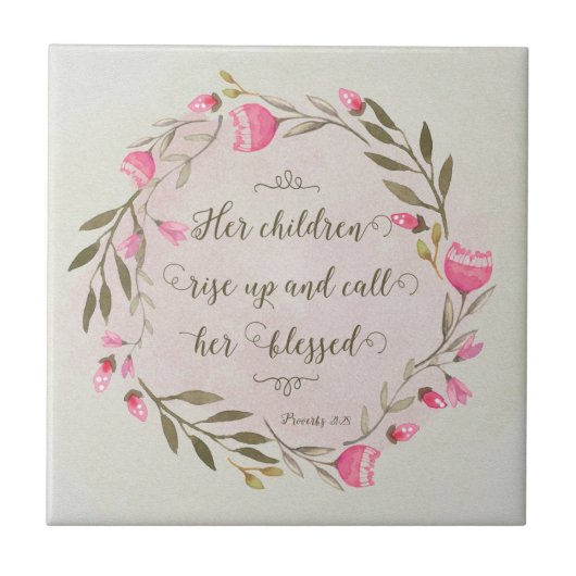 Ihre Kinder stehen auf und nennen sie gesegnet Fliese (Vorderseite)