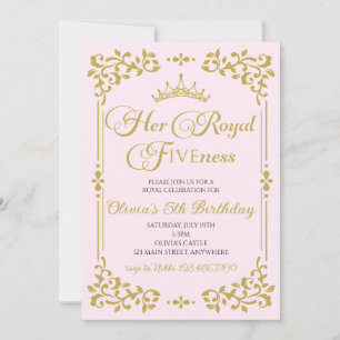 Ihre Königliche Fünf Gold Prinzessin 5. Geburtstag Einladung
