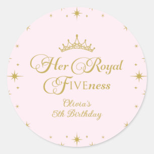 Ihre Königliche Fünf Gold Prinzessin 5. Geburtstag Runder Aufkleber