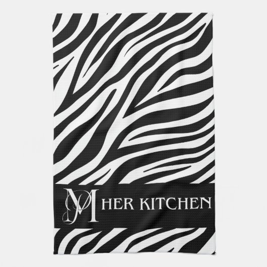 Ihre Küche Zebra Print Monogram Handtuch (Vertikal)