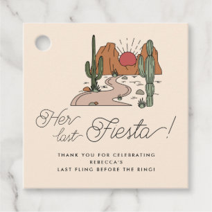 Ihre letzte Fiesta Boho Wüste Bachelorette-Gunst Geschenkanhänger