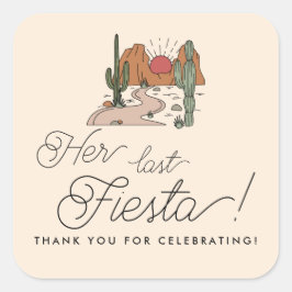 Ihre letzte Fiesta Boho Wüste Bachelorette-Gunst Quadratischer Aufkleber