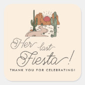 Ihre letzte Fiesta Boho Wüste Bachelorette-Gunst Quadratischer Aufkleber (Vorderseite)