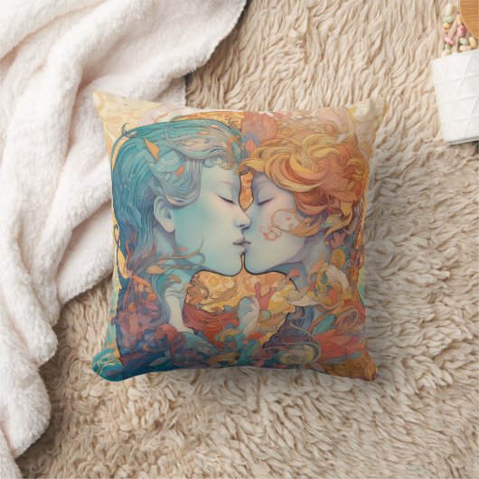 Ihre Liebe, ihr Weg | Lesbischer Kiss Art Deco Sti Kissen (Decke)