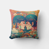 Ihre Liebe, ihr Weg | Lesbischer Kiss Art Deco Sti Kissen (Vorderseite)