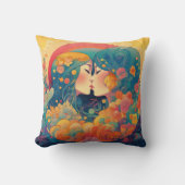 Ihre Liebe, ihr Weg | Lesbischer Kiss Art Deco Sti Kissen (Vorderseite)