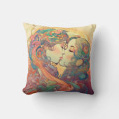 Ihre Liebe, ihr Weg | Lesbischer Kiss Art Deco Sti Kissen (Vorderseite)