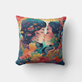 Ihre Liebe, ihr Weg | Lesbischer Kiss Art Deco Sti Kissen (Vorderseite)