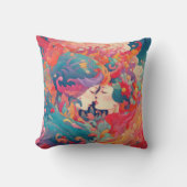 Ihre Liebe, ihr Weg | Lesbischer Kiss Art Deco Sti Kissen (Vorderseite)