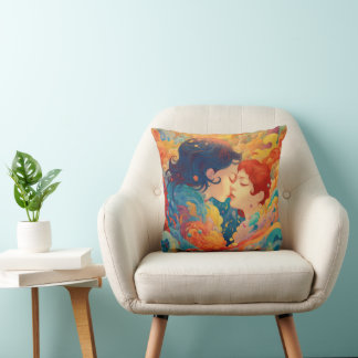 Ihre Liebe, ihr Weg | Lesbischer Kiss Art Deco Sti Kissen