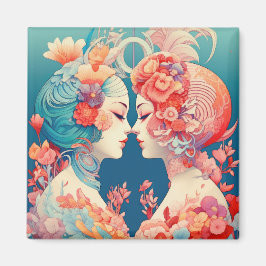 Ihre Liebe, ihr Weg | Lesbischer Kiss Art Deco Sti Magnet