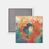 Ihre Liebe, ihr Weg | Lesbischer Kiss Art Deco Sti Magnet (Vorderseite/Rückseite)