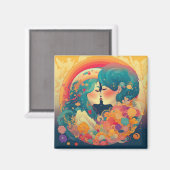 Ihre Liebe, ihr Weg | Lesbischer Kiss Art Deco Sti Magnet (Vorderseite/Rückseite)