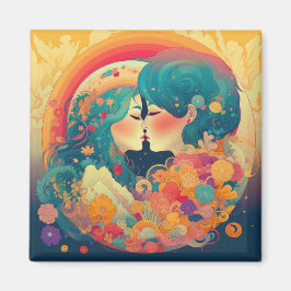 Ihre Liebe, ihr Weg | Lesbischer Kiss Art Deco Sti Magnet