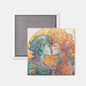 Ihre Liebe, ihr Weg | Lesbischer Kiss Art Deco Sti Magnet (Vorderseite/Rückseite)