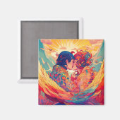 Ihre Liebe, ihr Weg | Lesbischer Kiss Art Deco Sti Magnet (Vorderseite/Rückseite)
