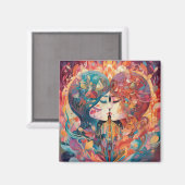 Ihre Liebe, ihr Weg | Lesbischer Kiss Art Deco Sti Magnet (Vorderseite/Rückseite)