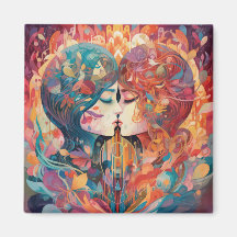 Ihre Liebe, ihr Weg | Lesbischer Kiss Art Deco Sti