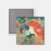 Ihre Liebe, ihr Weg | Lesbischer Kiss Art Deco Sti Magnet (Vorderseite/Rückseite)