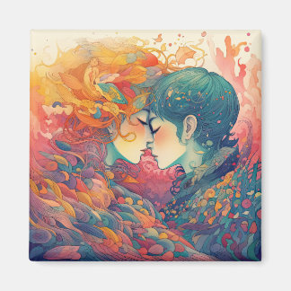 Ihre Liebe, ihr Weg | Lesbischer Kiss Art Deco Sti Magnet