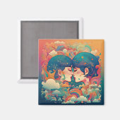 Ihre Liebe, ihr Weg | Lesbischer Kiss Art Deco Sti Magnet (Vorderseite/Rückseite)