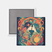 Ihre Liebe, ihr Weg | Lesbischer Kiss Art Deco Sti Magnet (Vorderseite/Rückseite)