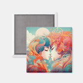 Ihre Liebe, ihr Weg | Lesbischer Kiss Art Deco Sti Magnet (Vorderseite/Rückseite)