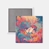 Ihre Liebe, ihr Weg | Lesbischer Kiss Art Deco Sti Magnet (Vorderseite/Rückseite)