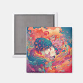 Ihre Liebe, ihr Weg | Lesbischer Kiss Art Deco Sti Magnet (Vorderseite/Rückseite)