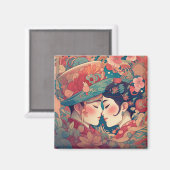 Ihre Liebe, ihr Weg | Lesbischer Kiss Art Deco Sti Magnet (Vorderseite/Rückseite)