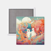 Ihre Liebe, ihr Weg | Lesbischer Kiss Art Deco Sti Magnet (Vorderseite/Rückseite)