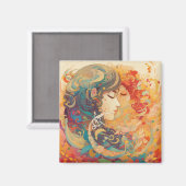 Ihre Liebe, ihr Weg | Lesbischer Kiss Art Deco Sti Magnet (Vorderseite/Rückseite)