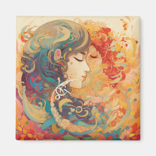 Ihre Liebe, ihr Weg Lesbischer Kiss Art Deco Sti Magnet