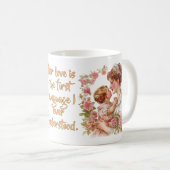 Ihre Liebe war meine erste Sprache" Zitat - bearbe Kaffeetasse (VorderseiteRechts)