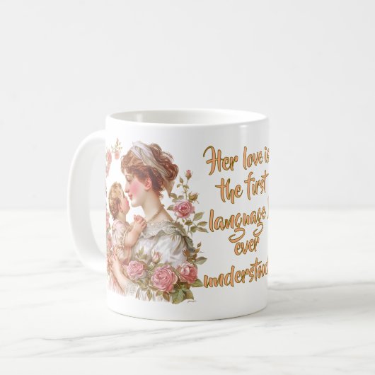 Ihre Liebe war meine erste Sprache" Zitat - bearbe Kaffeetasse (Vorderseite Links)