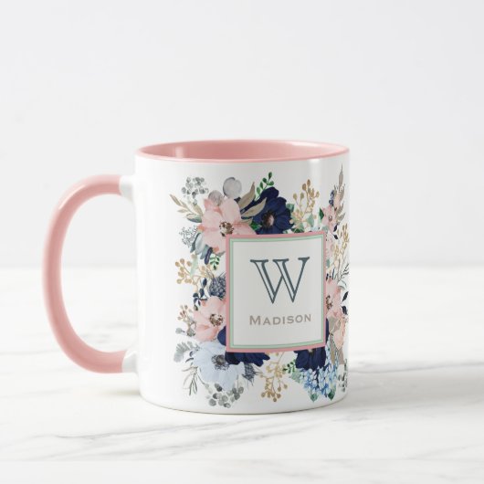 Ihre Lieblings-Blau-Rose-Monogramm-Tasse Tasse (Links)