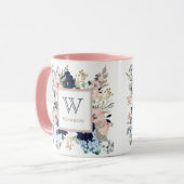 Ihre Lieblings-Blau-Rose-Monogramm-Tasse Tasse (Vorderseite Links)