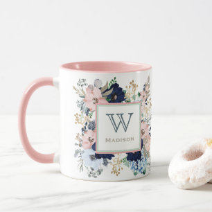Ihre Lieblings-Blau-Rose-Monogramm-Tasse Tasse