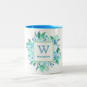Ihre Lieblings-Blue-Rose-Monogramm-Tasse Zweifarbige Tasse (Mittel)