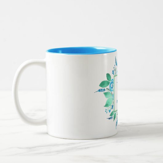 Ihre Lieblings-Blue-Rose-Monogramm-Tasse Zweifarbige Tasse (Links)