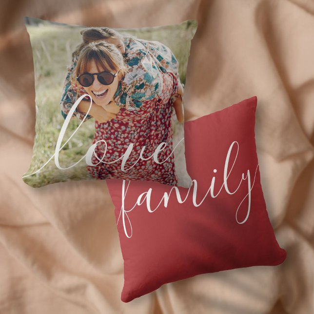 Ihre Lieblings-Foto-Script-Liebe Kissen (Your Favorite Family Photo Script Love Throw Pillow)