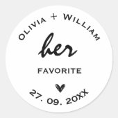 Ihre Lieblings-Gastgeschenke Hochzeiten Herz Runder Aufkleber (Vorderseite)