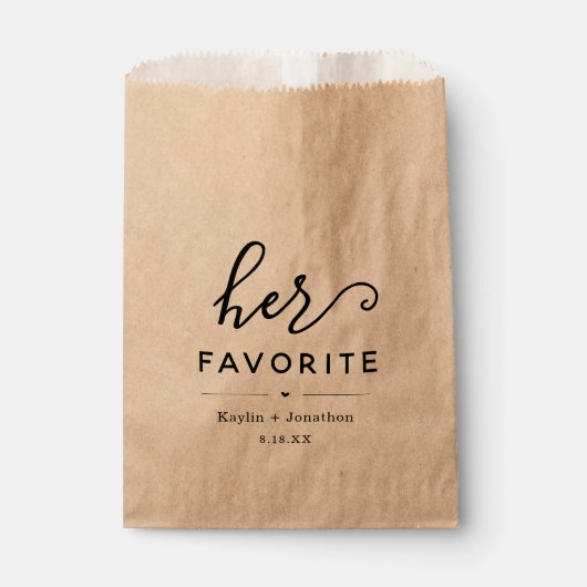 "Ihre Lieblings"-Hochzeitsreise-Brautparty-Verlobu Geschenktütchen (Vorderseite)