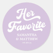 Ihre Lieblings-Licht-Lila Gastgeschenk Hochzeit Runder Aufkleber (Vorderseite)