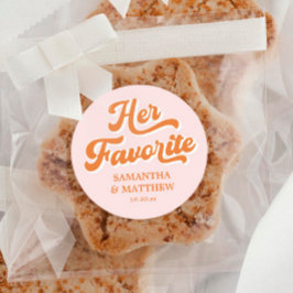 Ihre Lieblings-Retro-Disco Hochzeit Candy Gefallen Runder Aufkleber