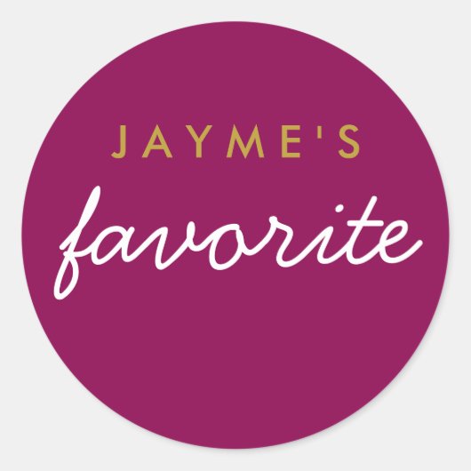 "Ihre Lieblingsjause Magenta Gold" Runder Aufkleber (Vorderseite)